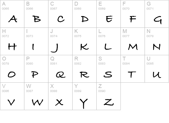 Bradley Hand Bold uppercase A-Z preview