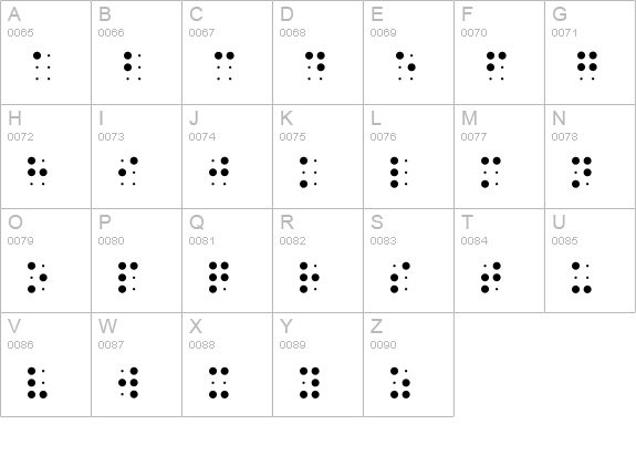 Braille Blindenschrift uppercase A-Z preview