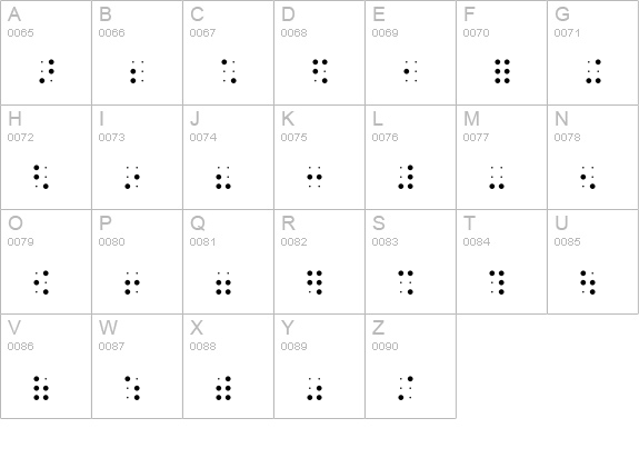 Braille-HC uppercase A-Z preview
