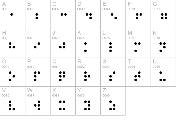 BRAILLE-REGULAR uppercase A-Z preview