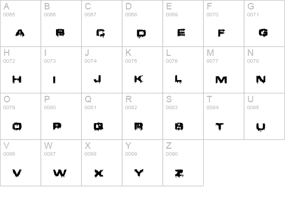Brain Damage uppercase A-Z preview