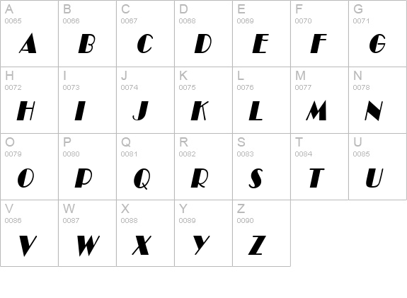 Brando Condensed BoldItalic uppercase A-Z preview