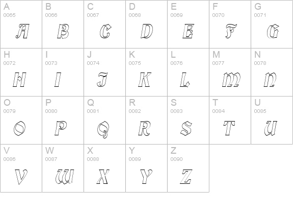 Brandywine-Hollow-Condensed Italic uppercase A-Z preview