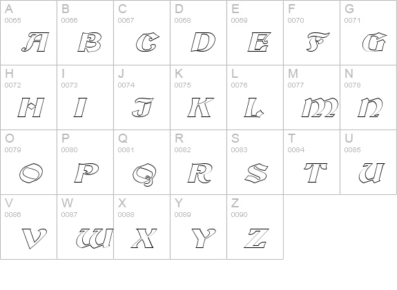Brandywine-Hollow-Extended Italic uppercase A-Z preview