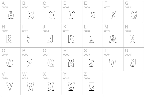 BrashCapsOutline uppercase A-Z preview