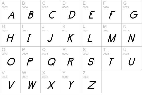Brassfield-Ital uppercase A-Z preview