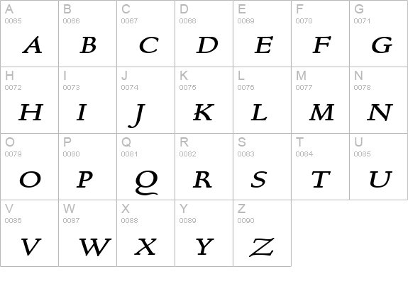 Bravo-Extended Bold Italic uppercase A-Z preview