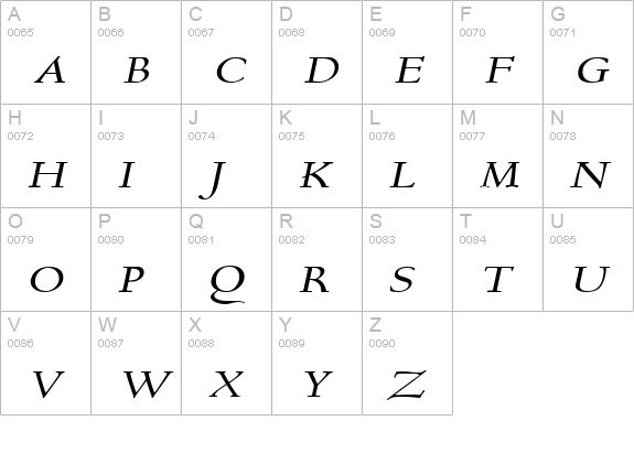 Bravo-Extended Italic uppercase A-Z preview
