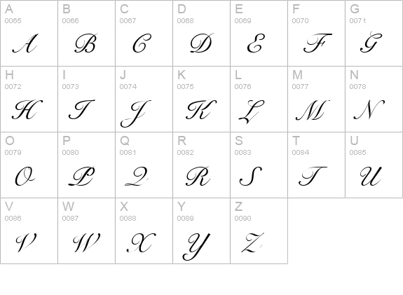 Bravo Script SSi uppercase A-Z preview