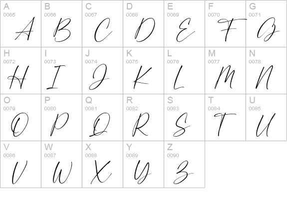 Breattogis Handwritten Font uppercase A-Z preview