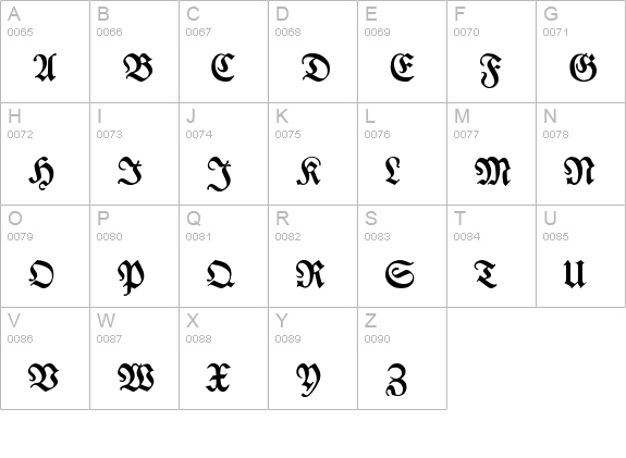 Breitkopf Fraktur uppercase A-Z preview