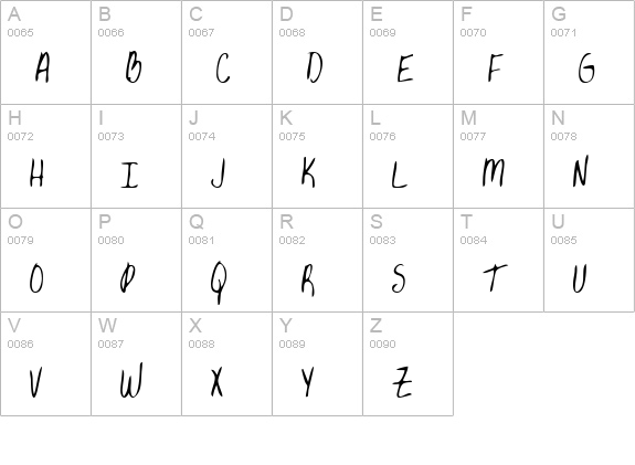 BrendasHand Regular uppercase A-Z preview
