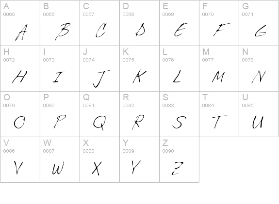 BrendensHand uppercase A-Z preview