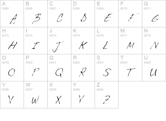 BrendensHand Regular uppercase A-Z preview