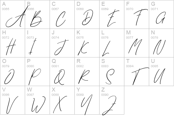 Brillian Signature uppercase A-Z preview