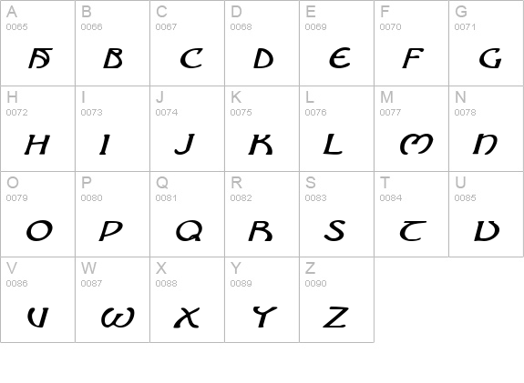 Brin Athyn Expanded Italic uppercase A-Z preview