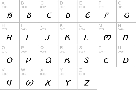Brin Athyn Italic uppercase A-Z preview