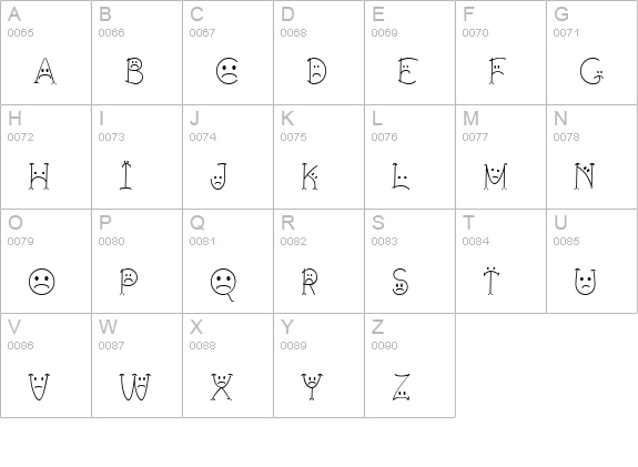 BringInTheFrowns uppercase A-Z preview