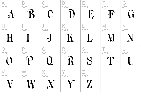 Briolin uppercase A-Z preview