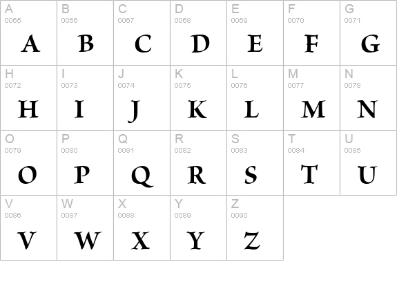Brioso Pro Bold Subhead uppercase A-Z preview