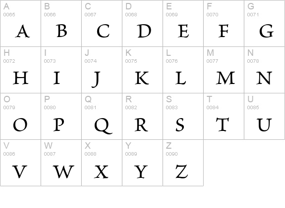 Brioso Pro Caption uppercase A-Z preview