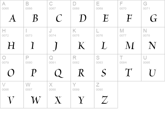Brioso Pro Semibold Italic Display uppercase A-Z preview