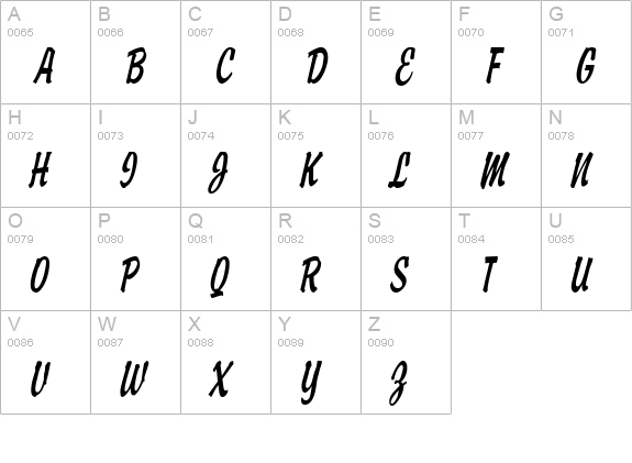 Brisk Italic uppercase A-Z preview