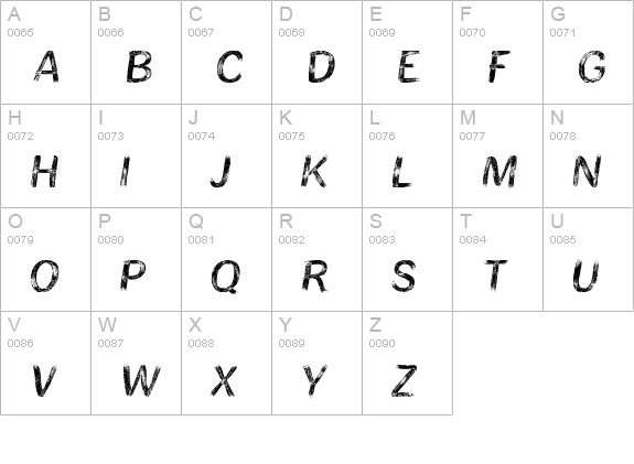 Bristles uppercase A-Z preview