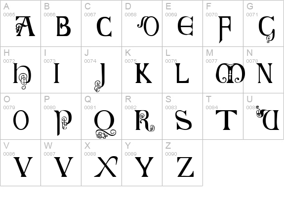 British Block Flourish, 10th c. uppercase A-Z preview
