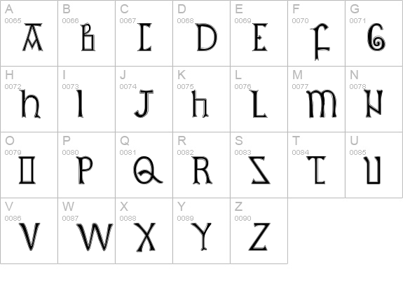 British Outline Majuscules uppercase A-Z preview