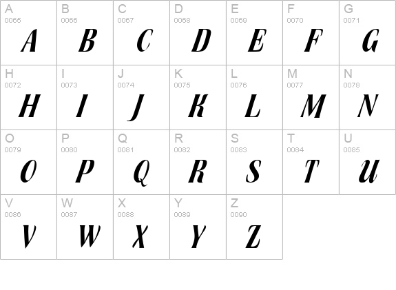 Broach Italic uppercase A-Z preview