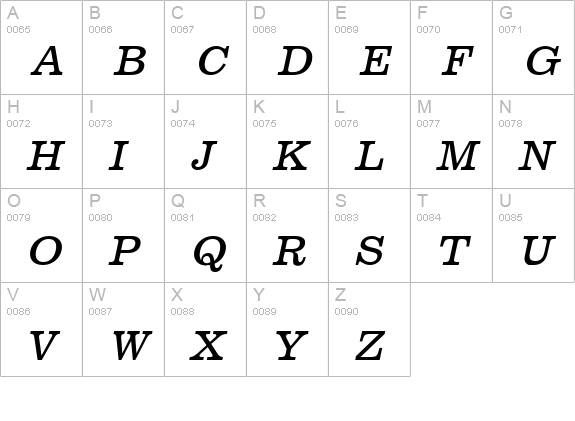 Broadcast Italic uppercase A-Z preview