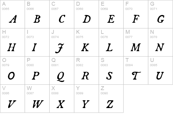 Broadsheet-Italic uppercase A-Z preview