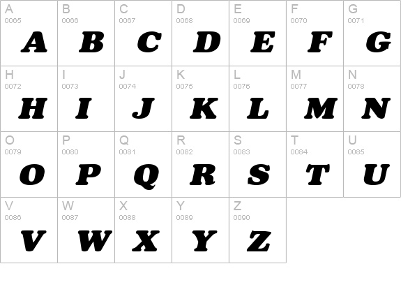 BroadsideExtended Italic uppercase A-Z preview