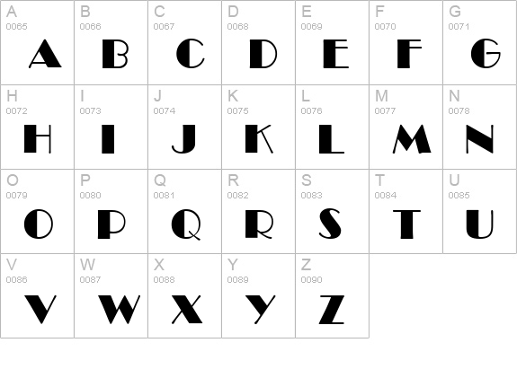 Broadway Regular uppercase A-Z preview
