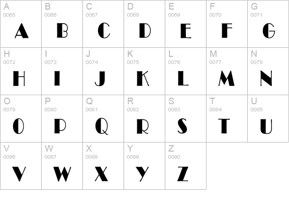 BroadwayCondensed uppercase A-Z preview
