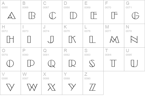 BroadwayOutD uppercase A-Z preview