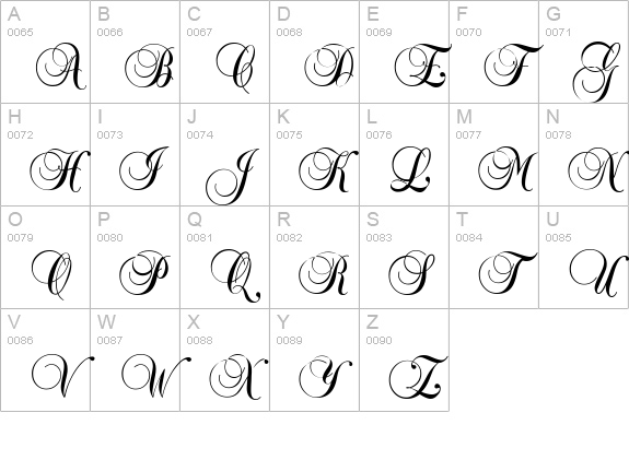 Brock Script uppercase A-Z preview