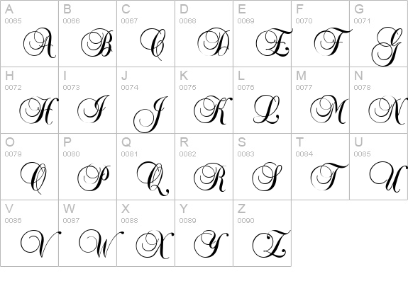 BrockScript uppercase A-Z preview