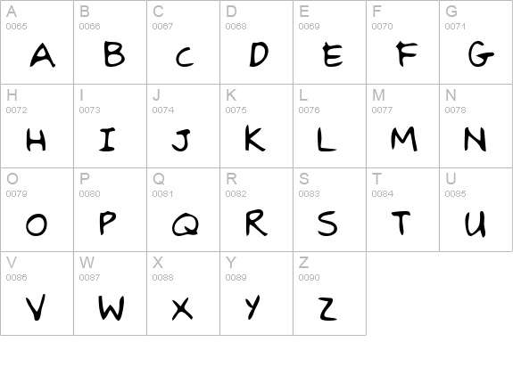 BrodysHand Regular uppercase A-Z preview