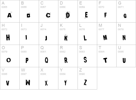 Broken 15 uppercase A-Z preview