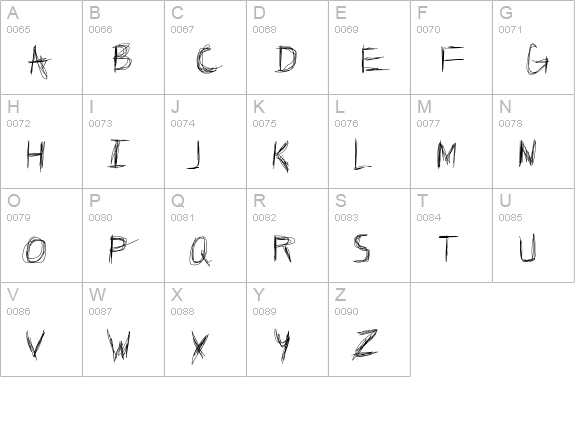 Broken Phone Nails uppercase A-Z preview