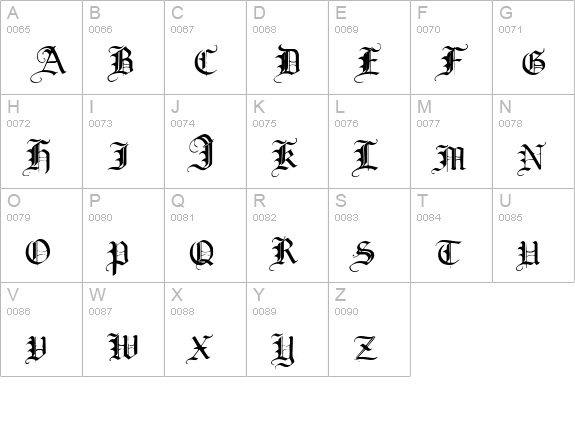 Broken Planewing uppercase A-Z preview