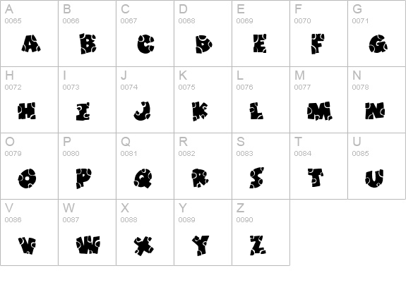 Broken Toys uppercase A-Z preview