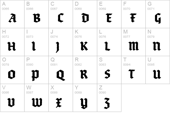 Brokenscript-BoldCondRough uppercase A-Z preview