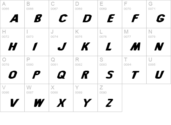 Bronic Expanded Italic uppercase A-Z preview
