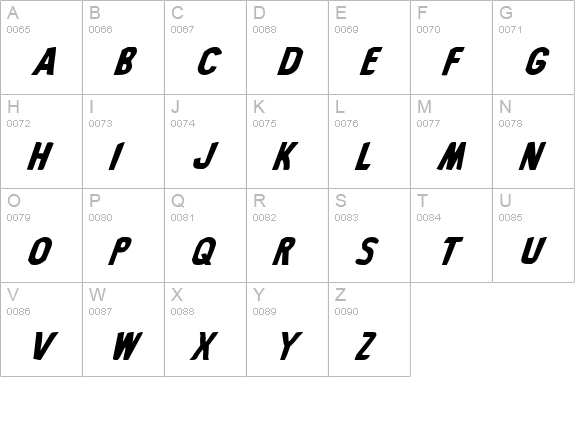 Bronic Italic uppercase A-Z preview