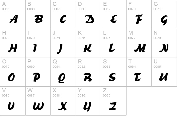 Brookscript Regular uppercase A-Z preview