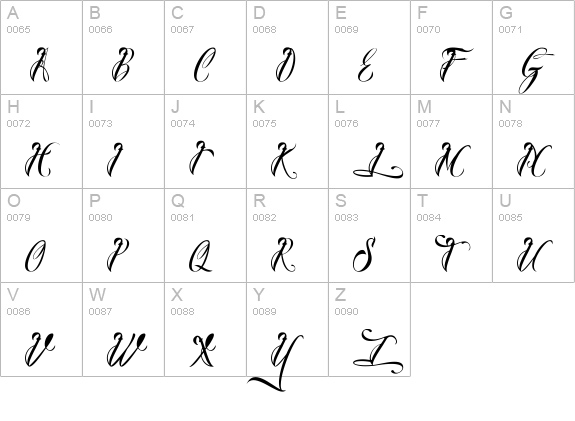Brother Tattoo uppercase A-Z preview