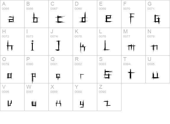 Bruised Ten uppercase A-Z preview